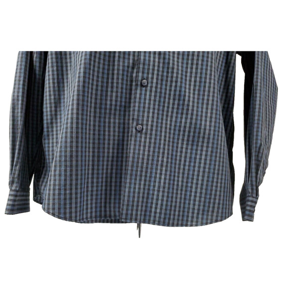 Joseph Abboud Mens Long Sleeve Button Up Shirt Plaid Blue Black Slim Fit XL - Picture 4 of 11